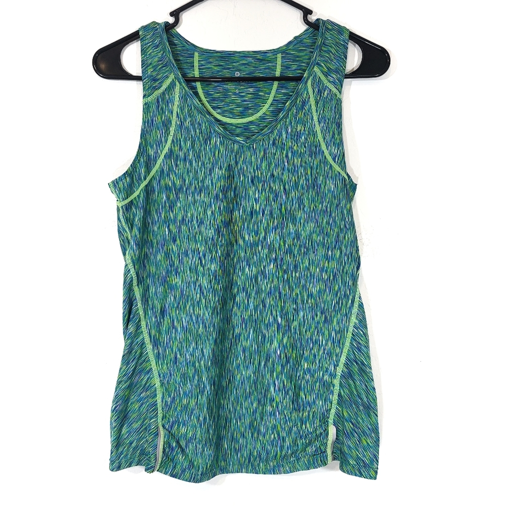 Athleta pop spacedye tank blue green with zipper pocket S